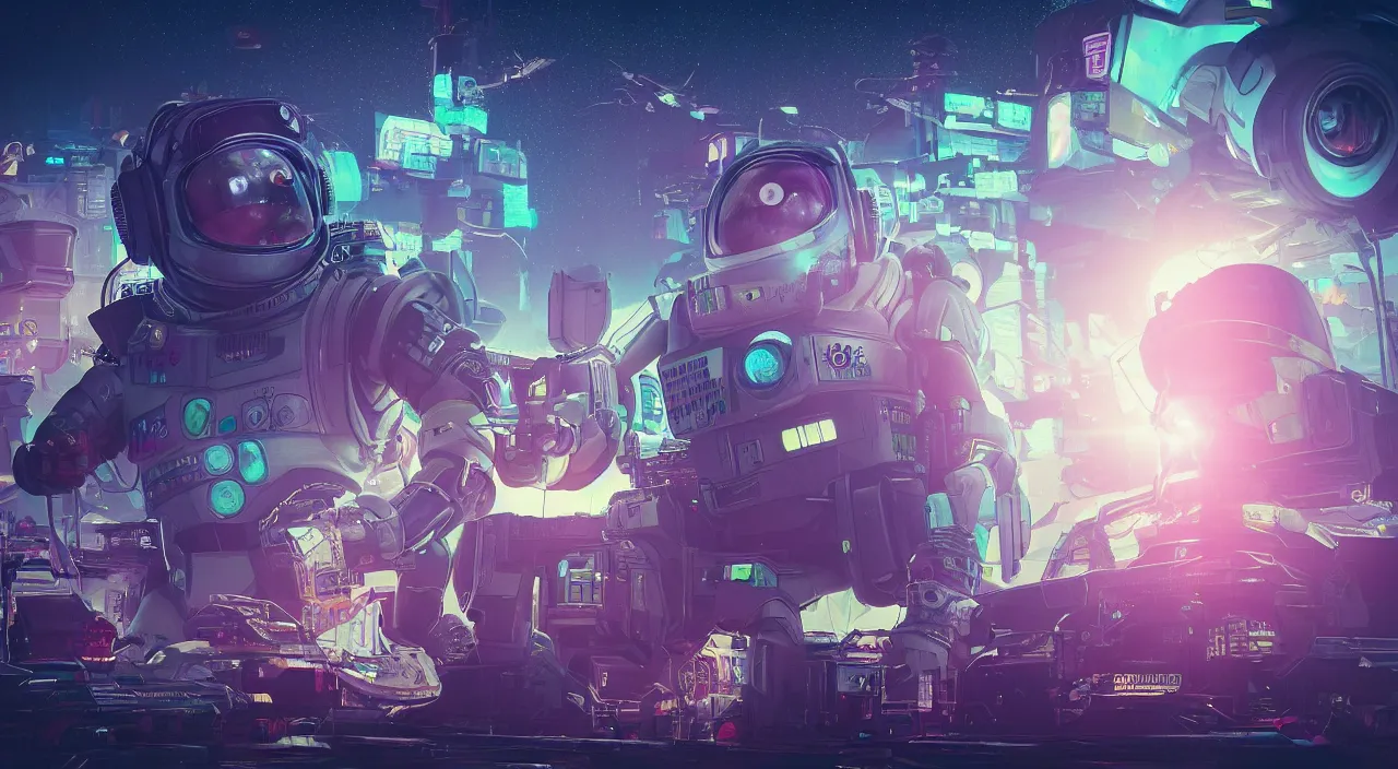 Image similar to lightyear, buzz lightyear, cyberpunk art by mike winkelmann, shutterstock contest winner, space art, darksynth, retrowave, synthwave