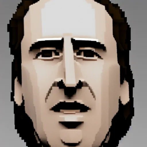 Prompt: bust of nicolas cage made in minecraft