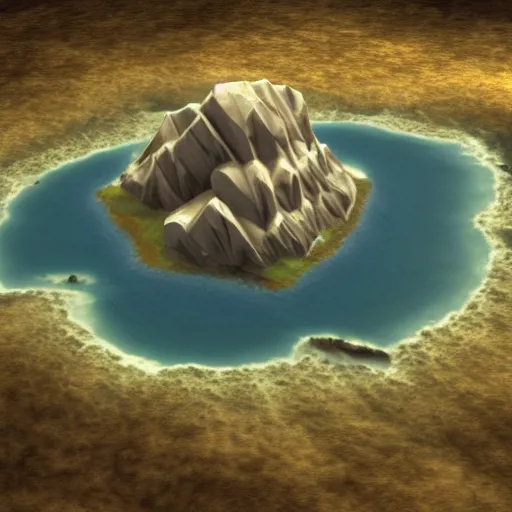 Prompt: a computer generated image of an island in the sky, a screenshot by miyamoto, polycount, dau - al - set, ps 1 graphics, xbox 3 6 0 graphics, prerendered graphics