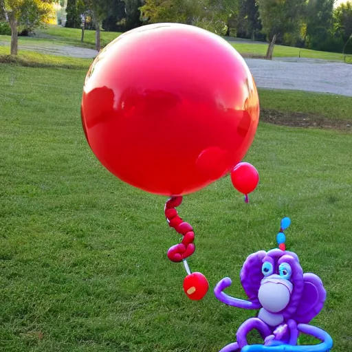 Image similar to a photograph of a balloon monkey hybrid