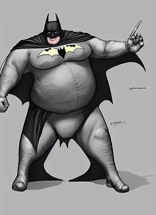 Prompt: Morbidly obese Batman, detailed digital art, trending on Artstation