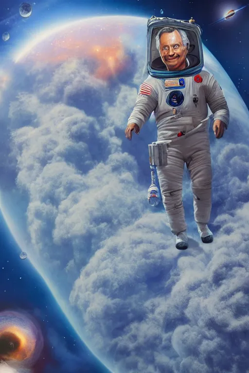 Prompt: giant Bill Murray head floating in cosmic space, space station, rockets, concept art, matte painting, detailed, intricate, concept art, artstation