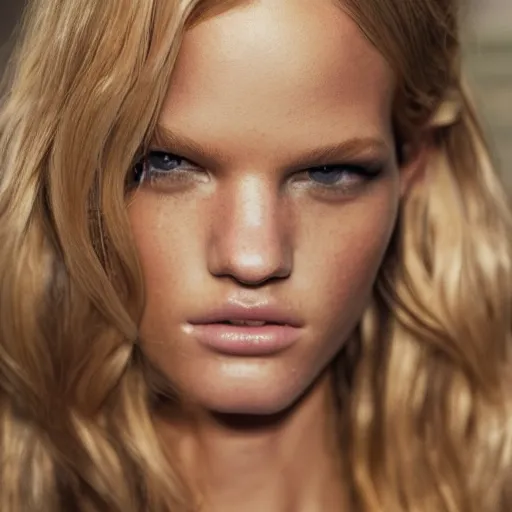 Image similar to portrait of young erin heatherton, versace fashion show spring summer backstage, detailed face, greg rutkowski, intricate, elegant, highly detailed,