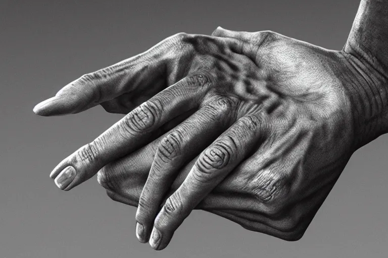 Prompt: A regrown hand by Brandon Hughes , photorealistic imagery, 8k quality
