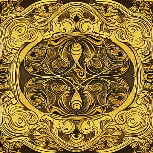 Prompt: decorative border, art nouveau gilded swirls and spirals, trending on cgsociety