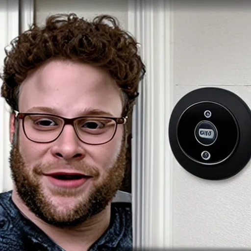 Prompt: Seth Rogen ring doorbell footage