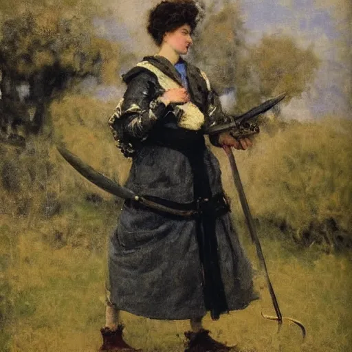 Image similar to female adventurer by alfred stevens