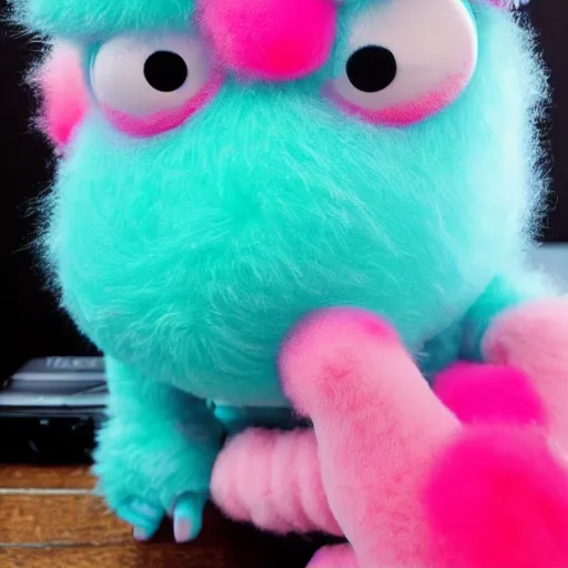 Prompt: cute cotton candy monster