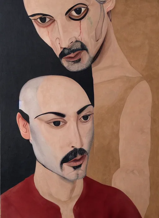 Prompt: high quality detailed painting by francesco clemente, keanu reeves