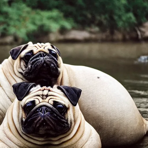 Image similar to a Walrus-Pug Hybrid, A Walrus that looks like a pug, huge tusks, afternoon hangout, good times photograph, candid