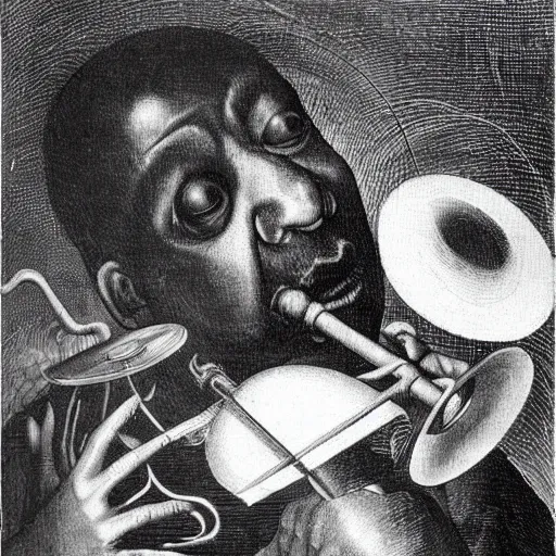 Image similar to dizzy gillespie by hieronymus bosch