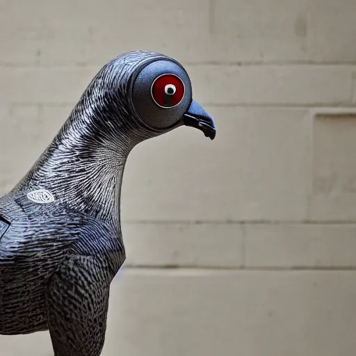 Image similar to robot pigeon by boston dynamics, 33mm depth of field