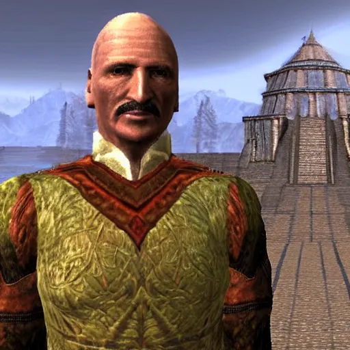 Prompt: Alexander Lukashenko in Elder Scrolls III: Morrowind, 2002 Morrowind graphics