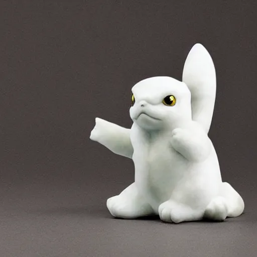 Image similar to a white crystal marble sculpture of pikachu by guillaume geefs