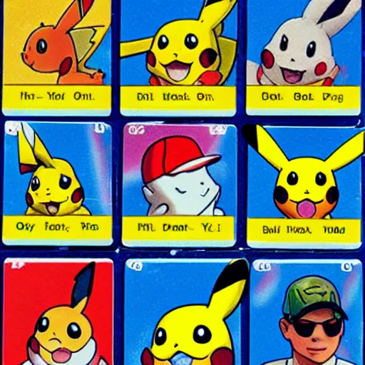 Prompt: Pikachu trading cards