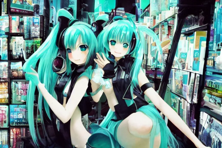 Image similar to hatsune miku gnu / linux desktop environment, romance novel cover, cookbook photo, in 1 9 9 5, y 2 k cybercore, industrial photography, still from a ridley scott movie