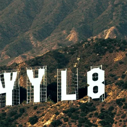 Prompt: The Hollywood sign, but the letters spell STABLEAI