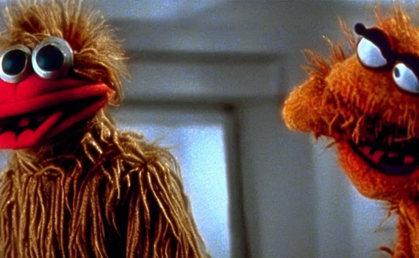 Prompt: the movie John Carpenter's The Thing but it's all muppets vfx film