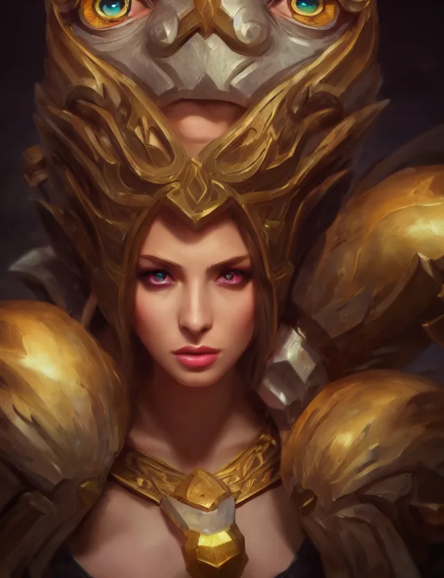 Image similar to league of legends portrait, life - size, wonderful eyes, super - detailed, digital art, artstation trends, cinematic lighting, studio quality, smooth rendering, unreal engine 5 rendering, octane rendering, klimt and nixeu art style, ian sprigger, vlop and krentz kushart