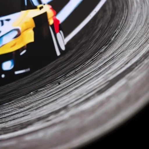 Prompt: wrc car drifting on the surface of a vinyl record, 4 k, highly detailed