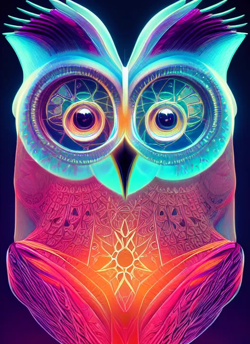 Prompt: symmetry!! product render poster vivid colors divine proportion owl, scifi, glowing fog intricate, elegant, highly detailed, digital painting, artstation, concept art, smooth, sharp focus, illustration,