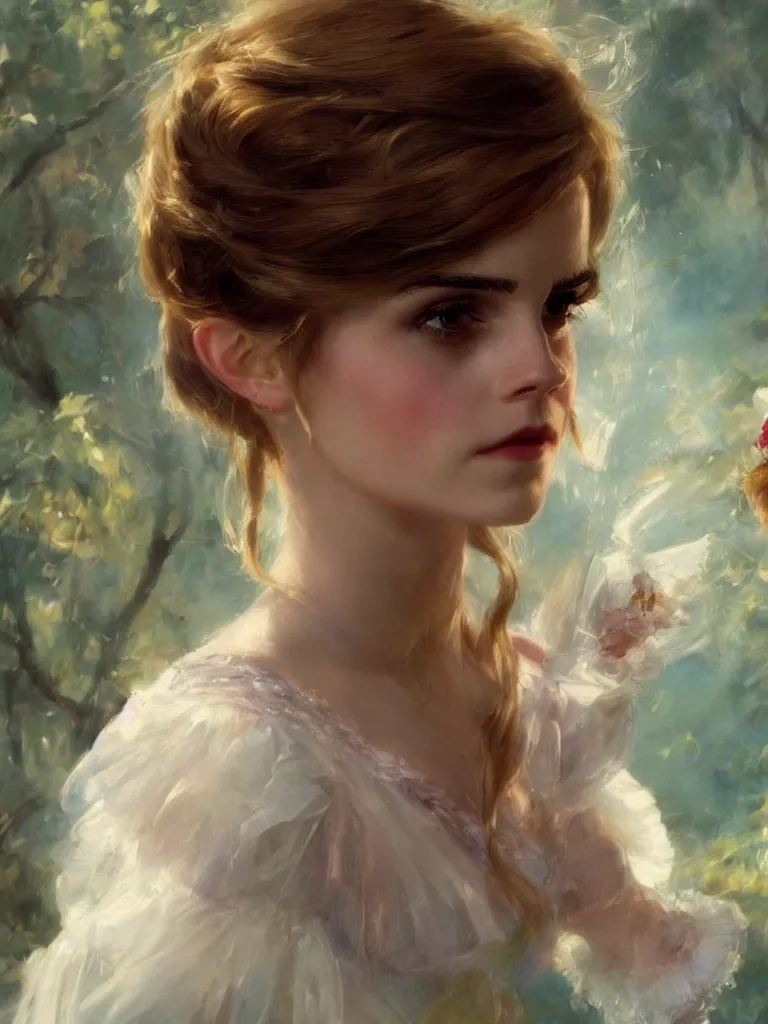 Image similar to close up of emma watson in alice in wonderland, cinematographic shot, by vladimir volegov and alexander averin and delphin enjolras and daniel f. gerhartz