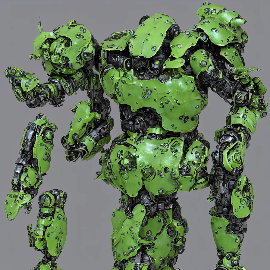 Image similar to waterlily themed amphibious power armor. mobile suit textured like water lettuce, top half is mecha nymphaea flower petals being robotic limbs, waterlily pads, sculpted metal, biomechanical, hyperdetailed, bandai box art, 8 k hd resolution, behance hd artstation. # power armor pistia playing waterlily pad tentacles, 8 k hd resolution