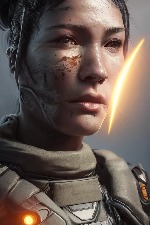 Image similar to ultra realistic facial portrait of wraith from apex legends, digital art, character portrait, highly detailed, trending on artstation, lens flare, atmosphere, hyper realistic, cinematic lightning, sharp focus, unreal engine 5, extreme details perfect face, pretty face, fine - face, illustration, 8 k, ultra texture, masterpiece