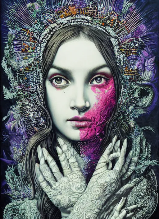 Image similar to Hippie goddess painting by Dan Hillier, trending on artstation, artstationHD, artstationHQ, 4k, 8k