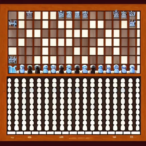 Prompt: Chess board with 1024 squares and 512 chess pieces