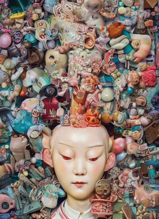 Image similar to photograph of a surreal contemporary ceramic sculpture by victo ngai and hikari shimoda