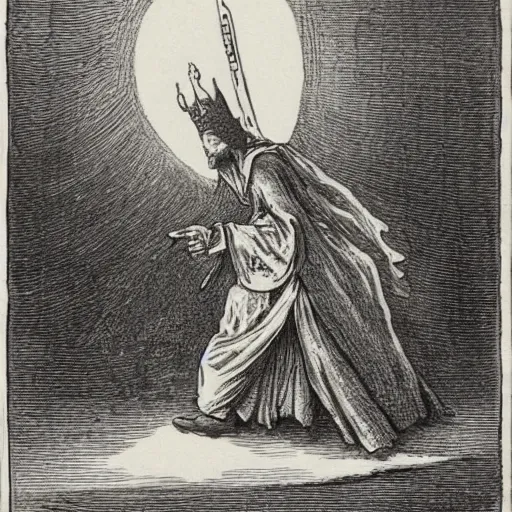 Image similar to medieval wizard figure skating by gustave dore