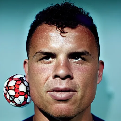 Image similar to real ronaldo nazario head and shoulders portrait photograph by martin schoeller