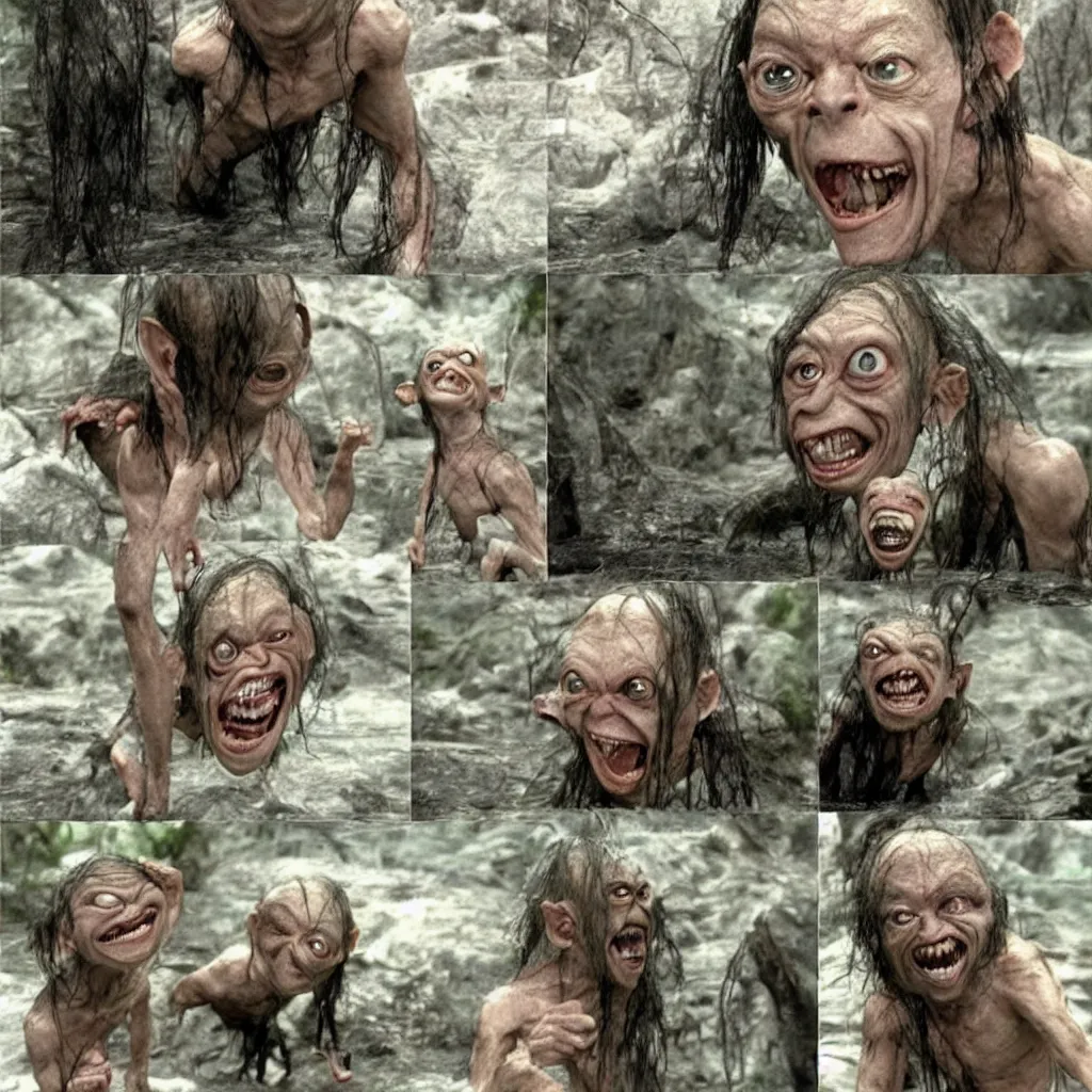 Prompt: gollum laughing everywhere