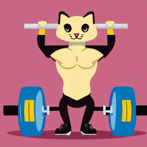 Image similar to an anthropomorphic cat lifting weights at a gym