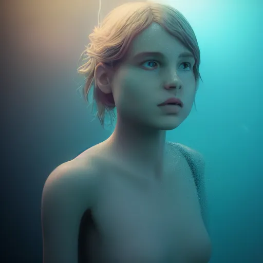 Prompt: a portrait of a girl underwater, volumetric lighting, octane render, detailed, surreal,