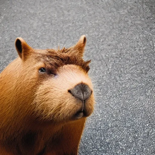 Image similar to capybara wearing a suit, full body, facing camera, centered, high quality art