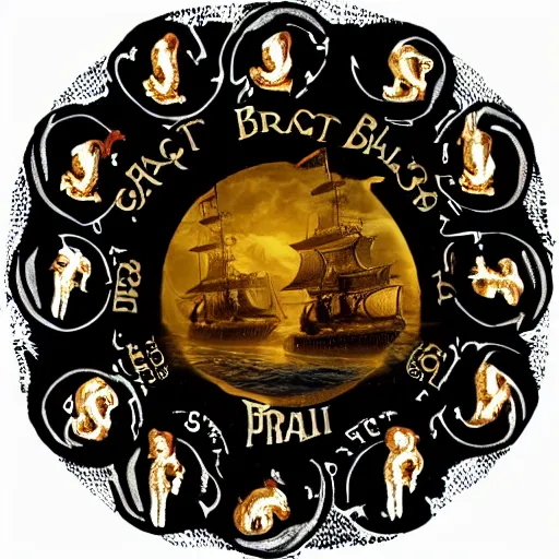 Prompt: A picture of the black pearl from pirates of the carribean with many glowing cats sitting in a circle on it