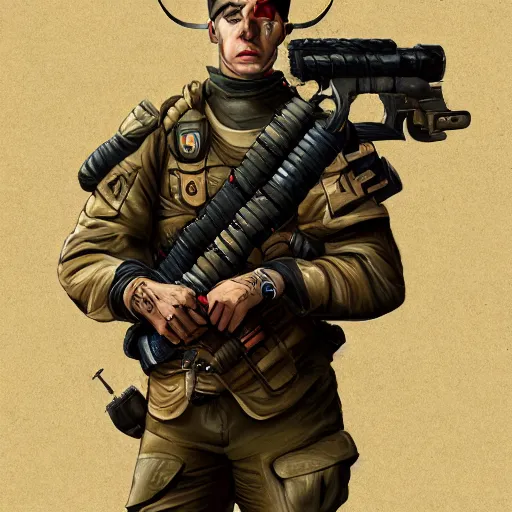 Image similar to soldier with caracal head, digital art, trending on artstation