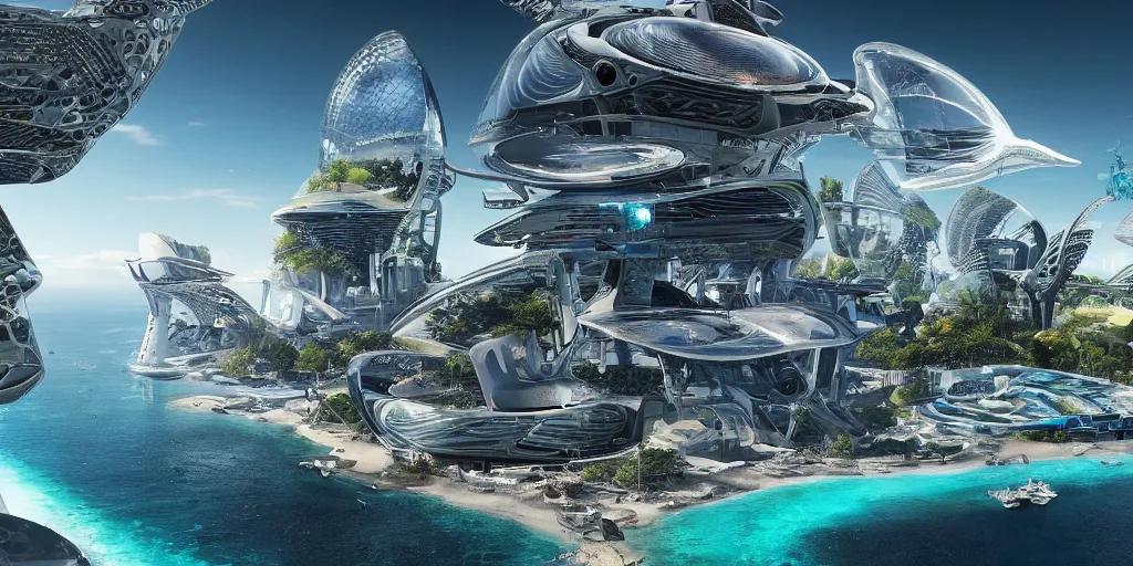 Prompt: futuristic paradise, hyperdetailed, high detail, real life picture, realistic, 8 k, hyperreal, futuristic, 3 0 9 0 ti