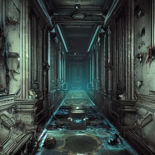 Prompt: cosmic horror lovecraftian award winning masterpiece digital art octane render 8 k haunted atmosphere