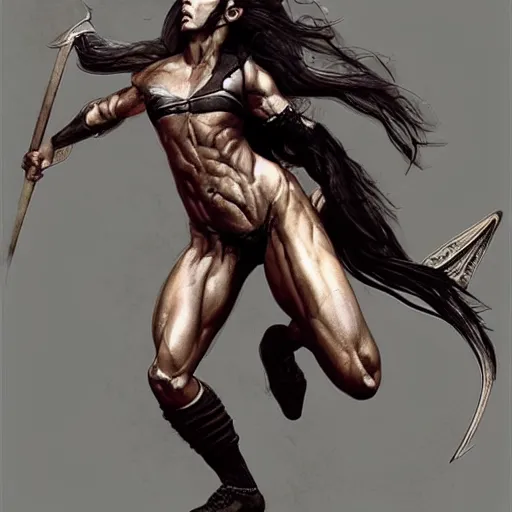 Prompt: “Tomboy Athletic Muscular female draft centaur with dark long hair and rounded features, wears leather armor, D&D, fantasy, intricate, cinematic lighting, highly detailed, digital painting, artstation, concept art, smooth, sharp focus, illustration, art by Artgerm and Greg Rutkowski and Alphonse Mucha, picture from the waist up”