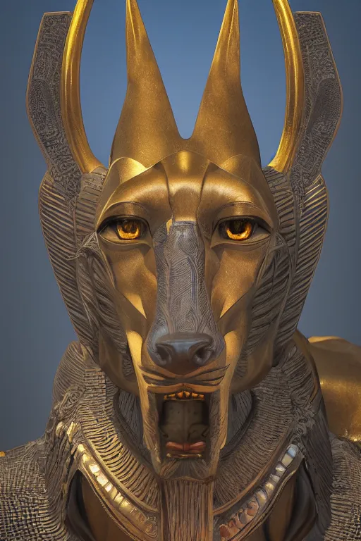 Prompt: highly detailed matte portrait of anubis in the duat, cgi, glistening, specular highlights, intricate detail, digital painting, zbrush