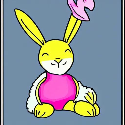 Image similar to illustration pink bunny, cartoon, funny