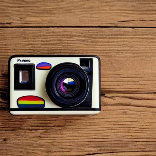 Image similar to polaroid camera made of cardboard, cardboard cutout, brown corrugated cardboard