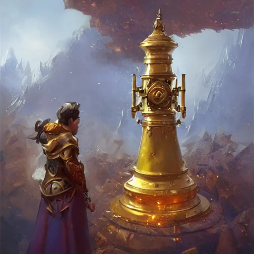 Image similar to a holy bell ringing, a giant golden holy bell, hearthstone art style, epic fantasy style art by Craig Mullins, fantasy epic digital art, epic fantasy card game art by Greg Rutkowski