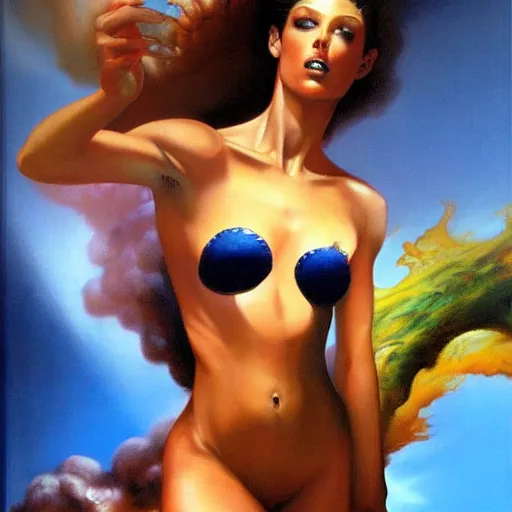 Prompt: hallucination dream by boris vallejo.