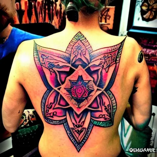 Image similar to a tattoo!! representing goa, psytrance and music