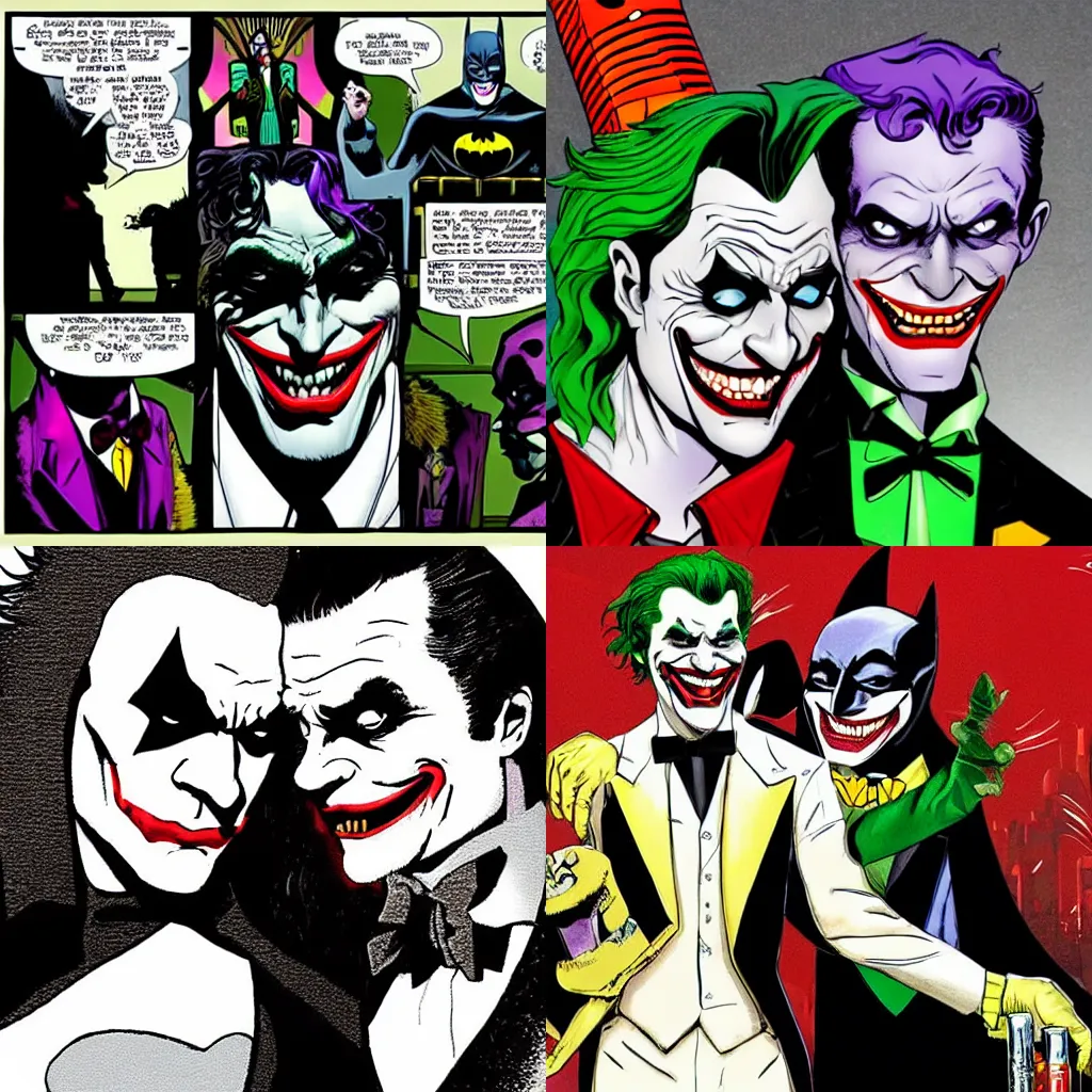 Prompt: the joker and batman's wedding