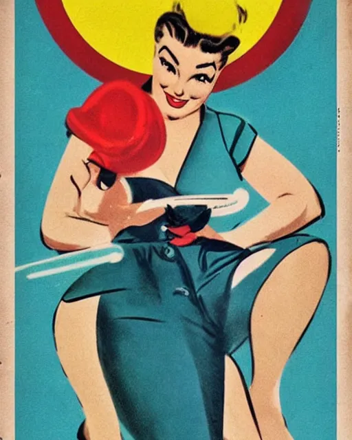 Image similar to mario, 1 9 5 0 s pinup, retro futurism